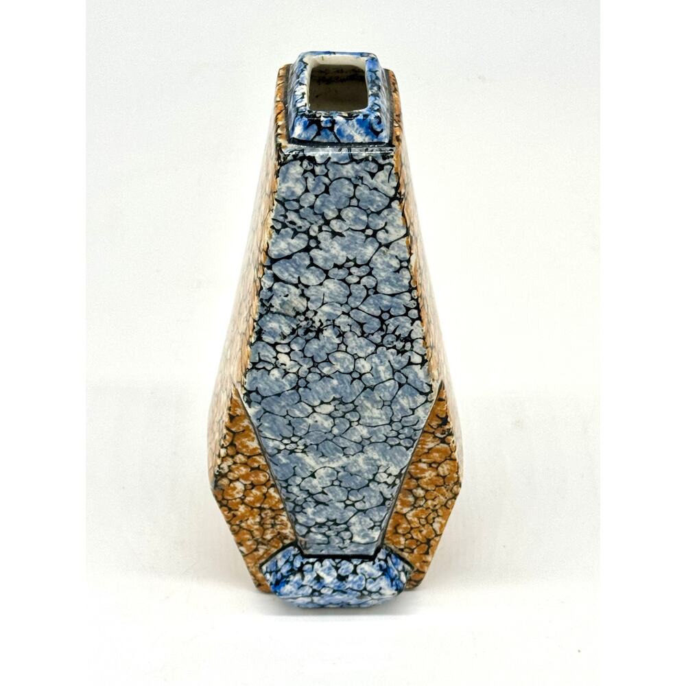 Vase - Vintage Antique La Majolica Art Deco Marbled Ceramic Marked 8.5"Hx3.5"W